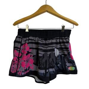 Slunks Shorts Womens Large Black Pink Volleyball Hanai Floral Phoenix AZ Stretch